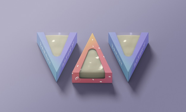 Dreieckiges kuchenstück mit farbverlaufspapierverpackung
