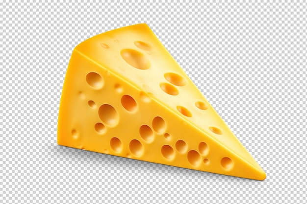 Dreieckiges Stück Käse, manuell auf transparent ausgeschnitten