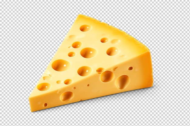 Dreieckiges Stück Käse, manuell auf transparent ausgeschnitten