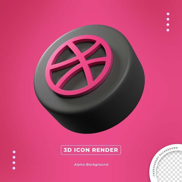 PSD dribbble 3d side icon isolated render