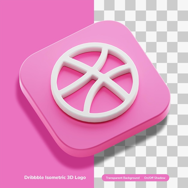 PSD dribbble aplicaciones cuenta icono de renderizado 3d en cuadrado redondeado aislado transparente