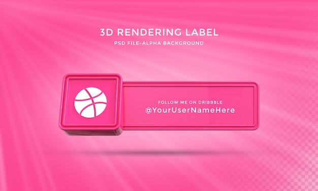 Dribbble benutzername 3d-rendering banner für das untere drittel