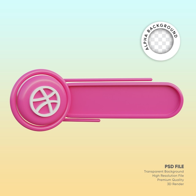 Dribbble de rótulo de mídia social 3D