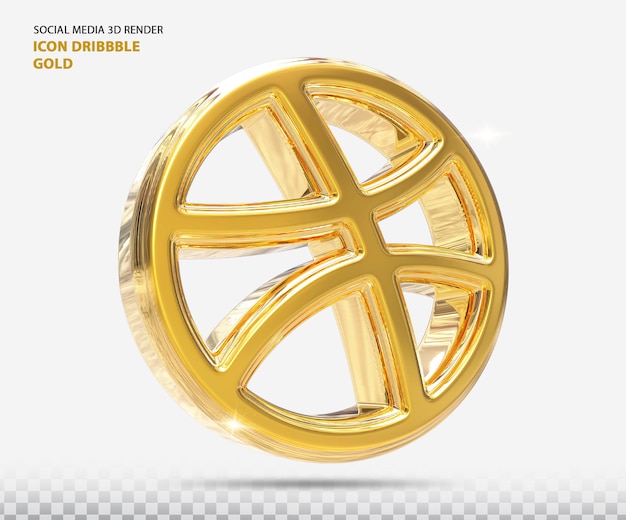 PSD dribbble icon golden 3d render