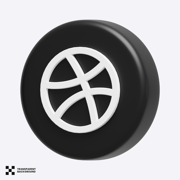 Dribbble icono de redes sociales modelo 3d
