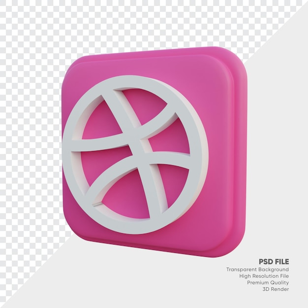 Dribbble isometrische 3d-stil-logo-konzept-symbol im runden eckquadrat isoliert