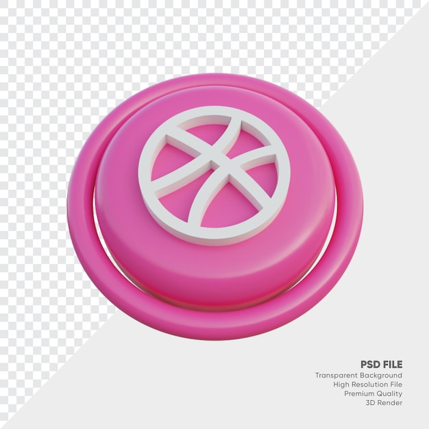 Dribbble isometrische 3d-stil-logo-konzept-symbol in runde isoliert