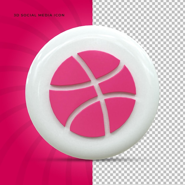 Dribbble logo 3d brillante colorido y diseño de iconos 3d de redes sociales