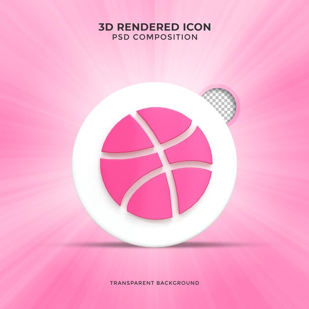 PSD dribbble logo brillant coloré et conception d'icônes de médias sociaux