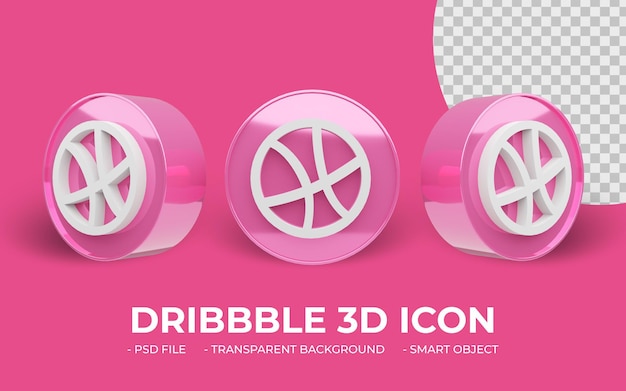 Dribbble Logo icono 3D de redes sociales