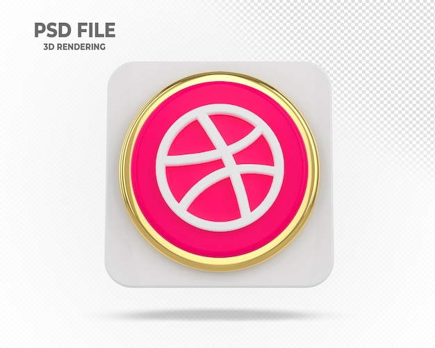 Dribbble Logo Moderne Social Media mit Gold 3D