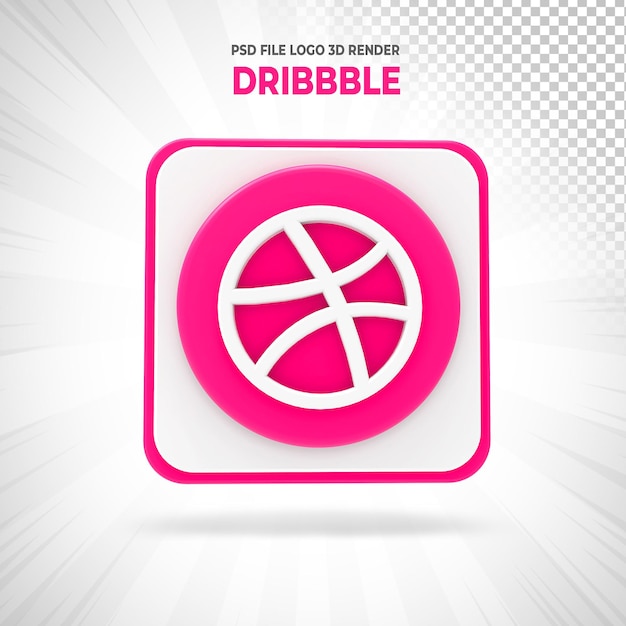 Dribbble logo social media styles 3d-rendering