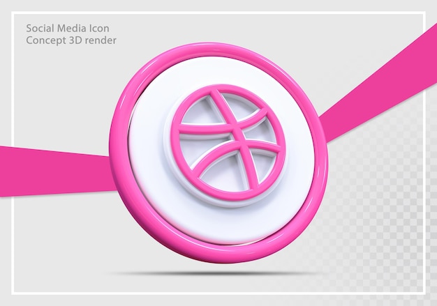 Dribbble social media icon 3d render concepto