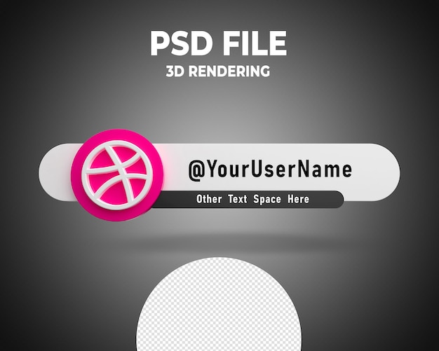 PSD dribbble troisième bannière inférieure logo 3d render
