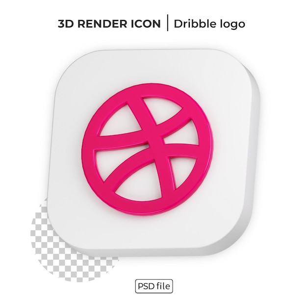 PSD drible 3d renderizar logotipo de mídia social