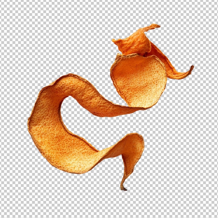 PSD dried orange peel curly isolated transparent background