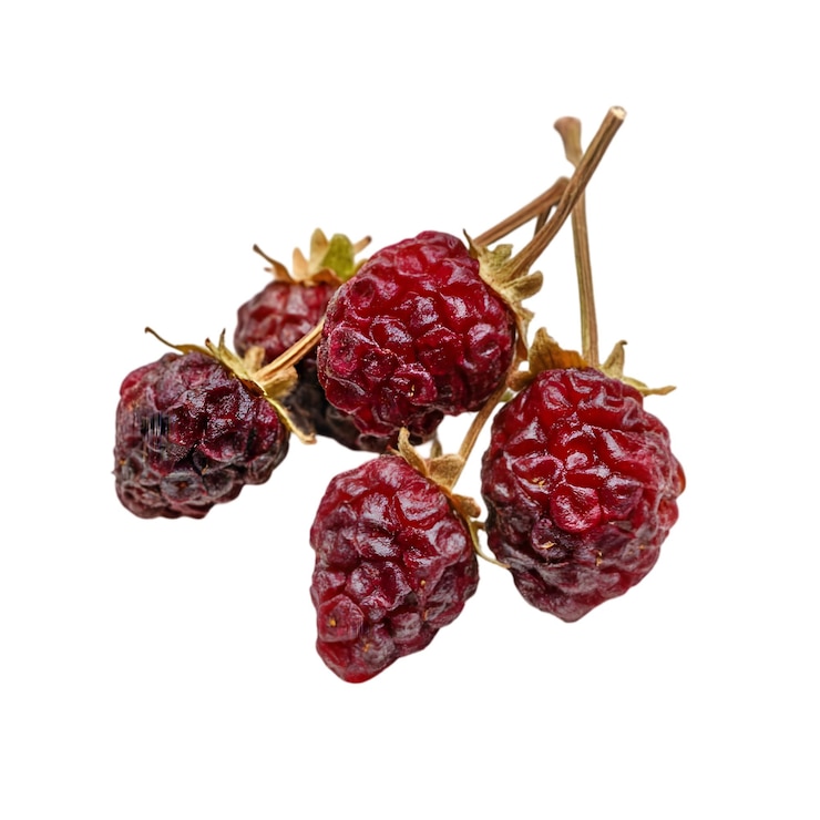 PSD dried raspberries closeup