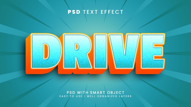 Drive 3d editable text effect with cartoon and funny text style