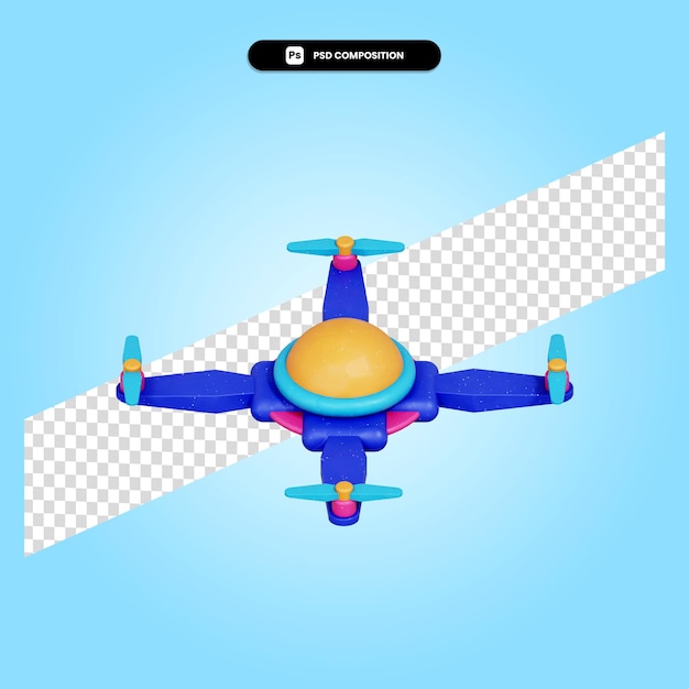 Drohne 3d-render-darstellung isoliert