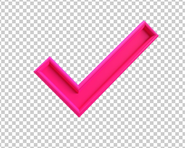 PSD droite correcte icône rose 3d