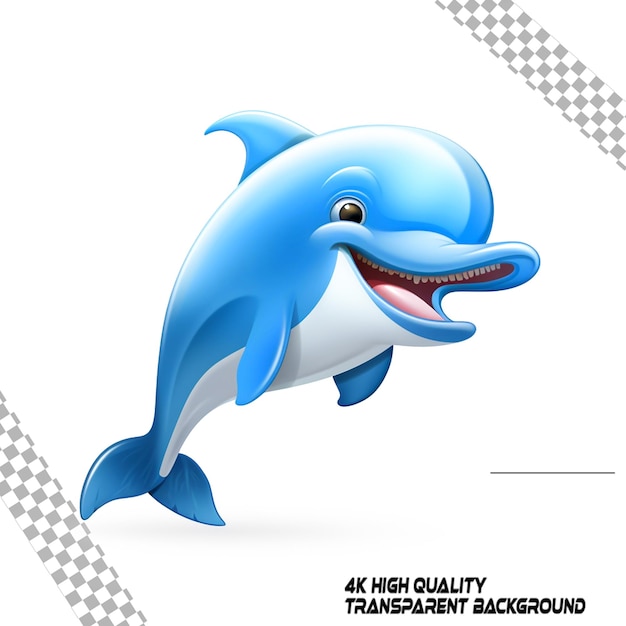Drôle de dessin animé de dauphin sans aucun objet sans fond transparent