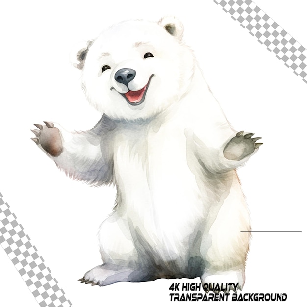 PSD un drôle de dessin animé d'ours polaire sans aucun objet sur un fond transparent