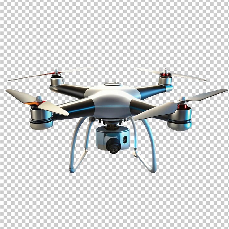 PSD dron 3d en un fondo gris aislado