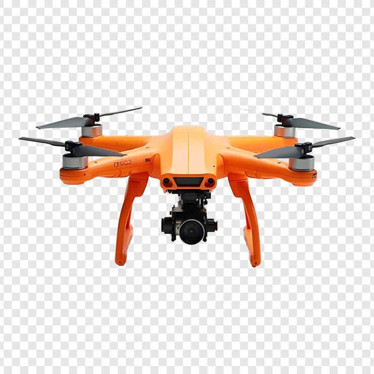 PSD un dron volando aislado sobre un fondo transparente