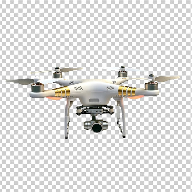 un drone blanc et jaune avec une étiquette jaune sur le devant et les mots un t sur le bas