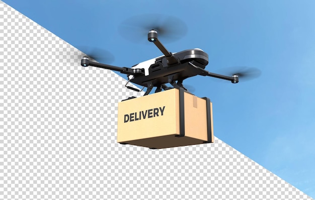 Drone de entrega com fundo transparente