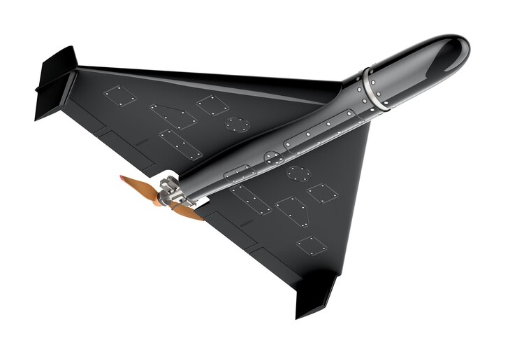 PSD drone militar kamikaze renderizado en 3d aislado sobre un fondo transparente
