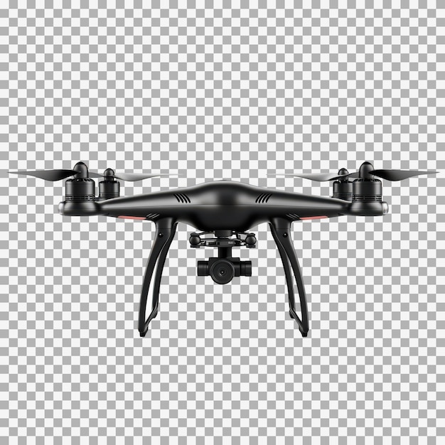 Drone moderno con una cámara aislada en un fondo blanco transparente renderización 3D