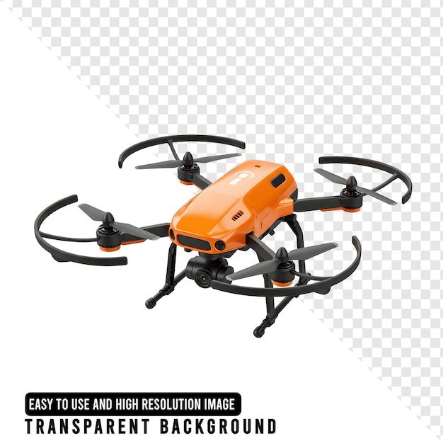 Drone orange avec caméra et hélices pour la photographie aérienne
