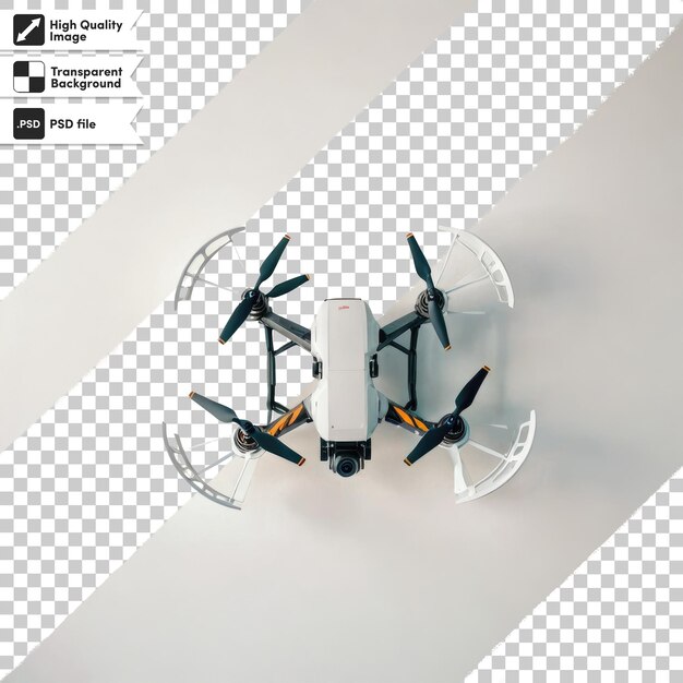 Drone PSD en vuelo sobre un fondo transparente con capa de máscara editable