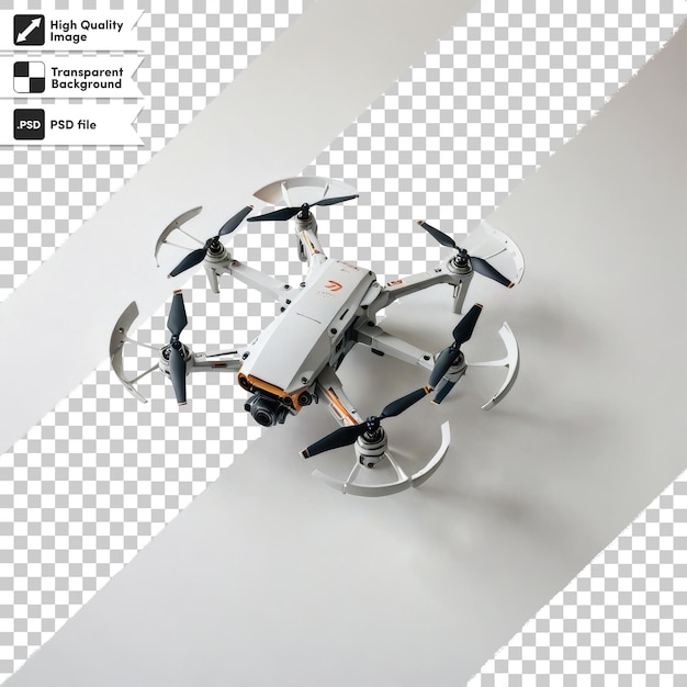 Drone PSD en vuelo sobre un fondo transparente con capa de máscara editable
