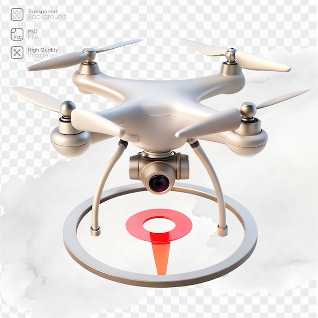 Drone quadcopter con cámara volando sobre un objetivo