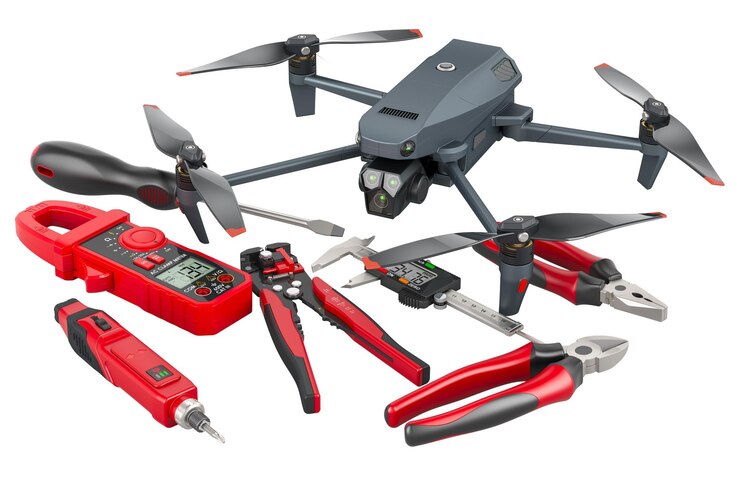 PSD drone avec télécommande service et réparation du rendu 3d des drones
