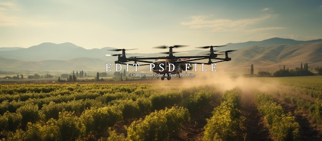 PSD drones voam para pulverizar fertilizante nos campos