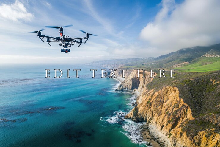PSD drones volando sobre espectaculares acantilados costeros y el océano