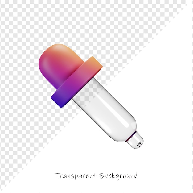 Dropper renderizzato in 3D con colori gradienti e sfondo trasparente