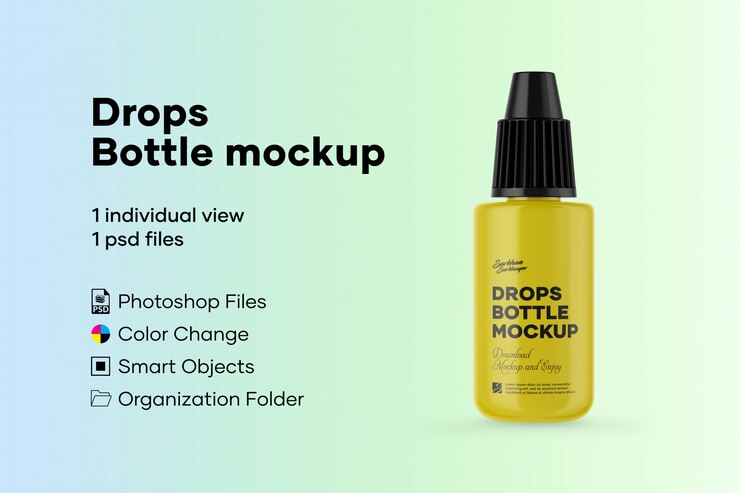 PSD drops bottle mockup