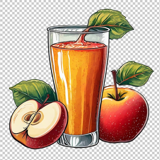 PSD du jus de pomme dans un verre avec une tranche de pomme