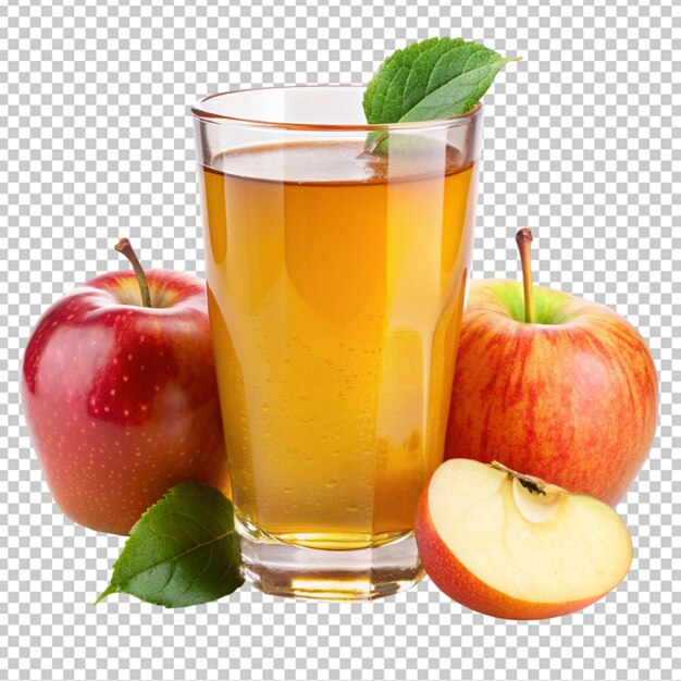 PSD du jus de pomme frais et froid sur fond transparent