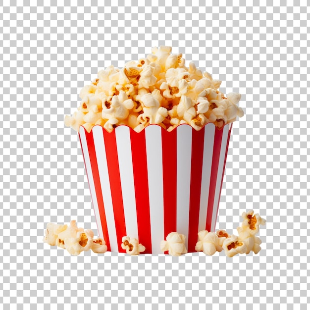 PSD du pop-corn glacé au caramel délicieux dans une boîte sur un fond transparent