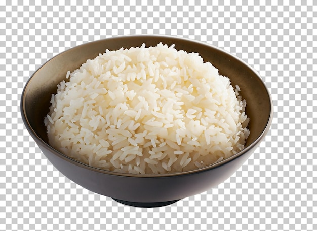 PSD du riz bouilli dans un bol sur un fond transparent
