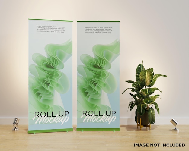Dual Roll Up Banner Mockup con un elegante design verde
