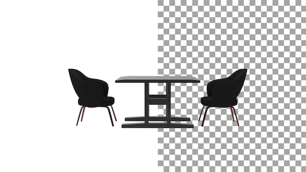 Duas cadeiras giratórias pretas sem renderização 3d de sombra