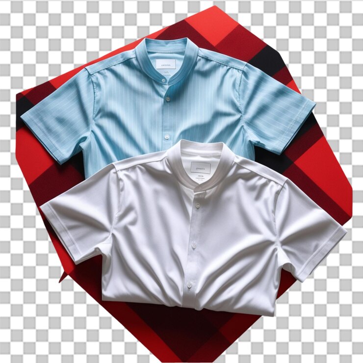 PSD duas camisas em uma superfície quadrada isoladas em fundo transparente para designs de moda e varejo