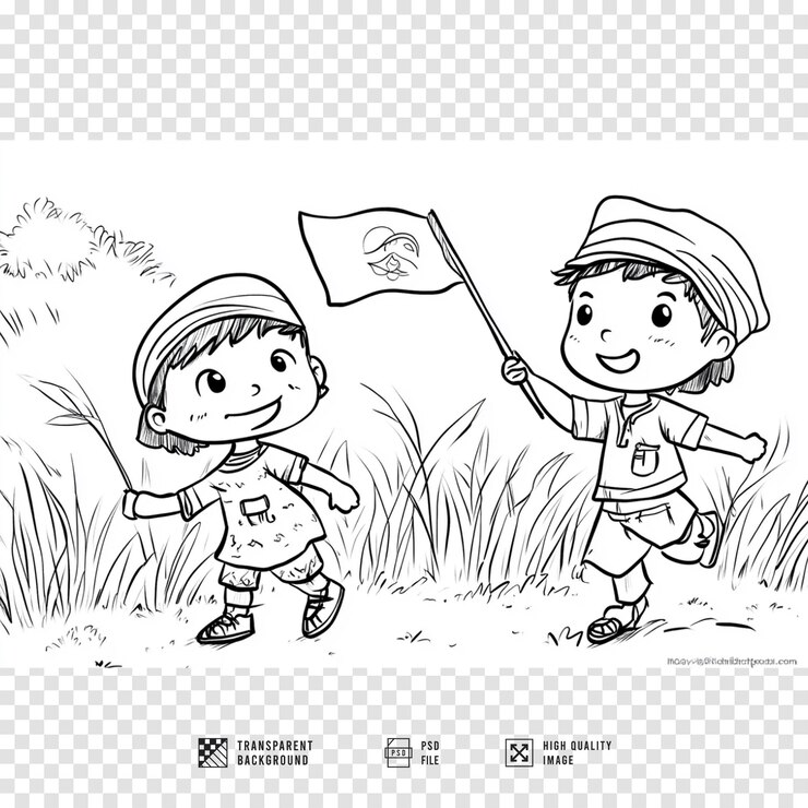 PSD duas crianças segurando uma bandeira e uma bandeira que diz a palavra sobre ela