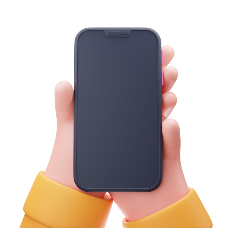 PSD duas mãos segurando o ícone vertical do smartphone 3d para maquete do dispositivo